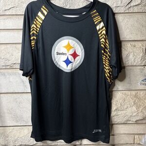 PITTSBURG‎ STEELERS ZUBAZ MENS 2XL Polyester Shirt Sleeve Tee Shirt